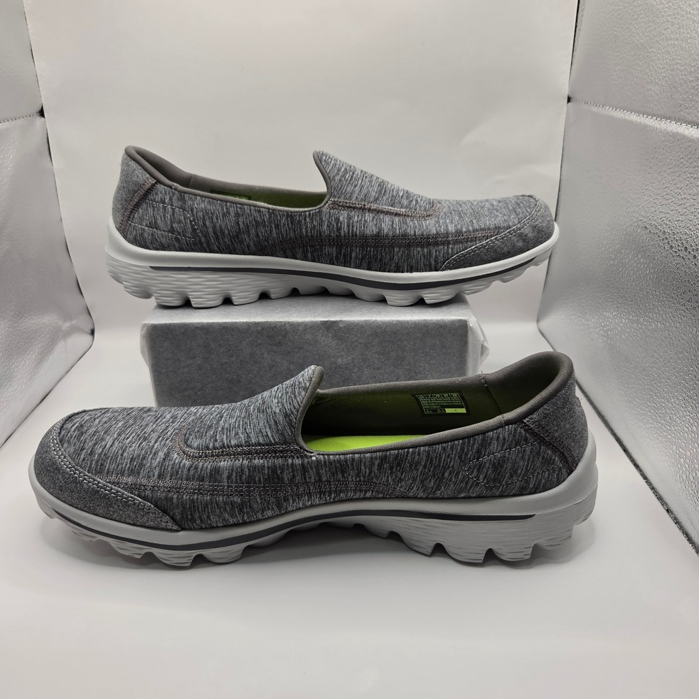 Skechers GoWalk 2 Womens 10 Grey Slip On Walking Shoes 13598 Heathered Sneakers